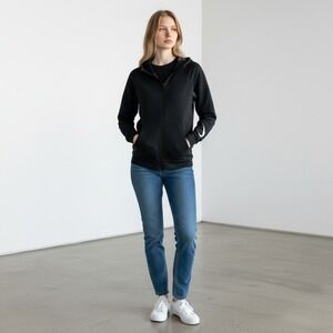 Nike Dri Fit Black Full Zip Hoodie Athletic Lightweight Sportswear Small